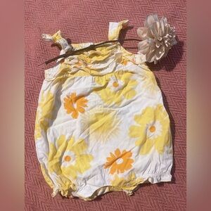 Carter's Yellow & White Floral Baby Romper